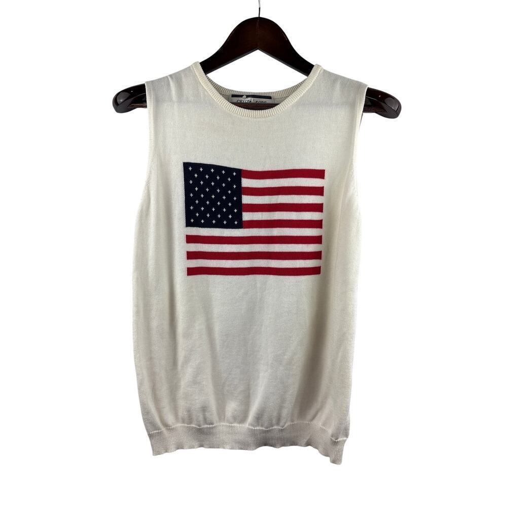 Women’s Crystal Kobe Large Cream Vest w/ American Flag